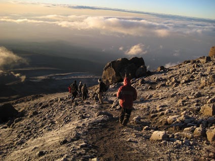 A climbing party on the descent.