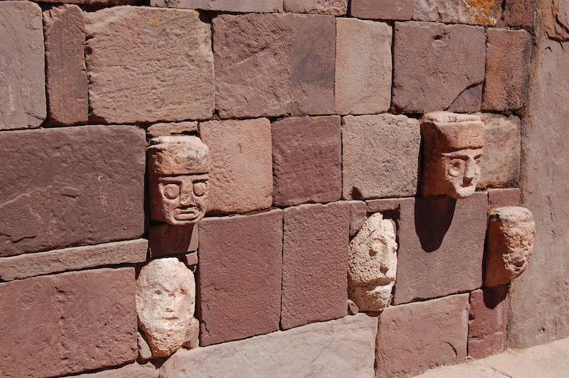 Stone faces in the Semi-subterranean Temple of Tiwanaku