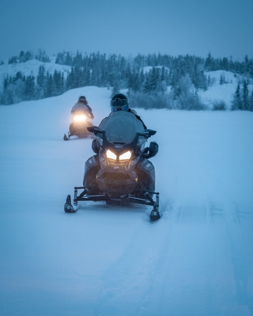 Early morning snowmobiling