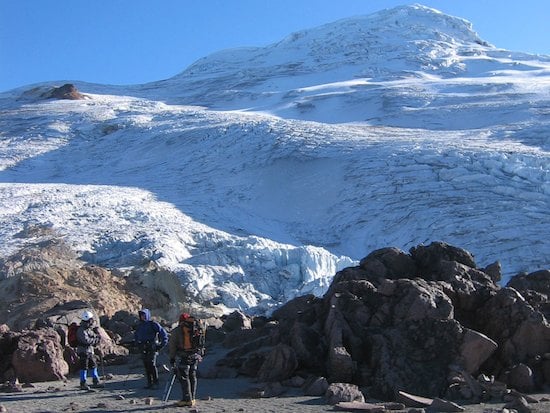 Climbers studying their route on Cayambe