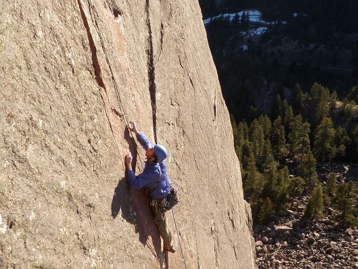 Climber in Eldorado Canyon