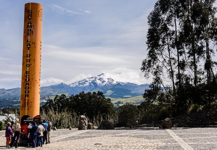 Equator Monument with Cayambe