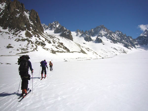 Crossing the Argentiere Glacier