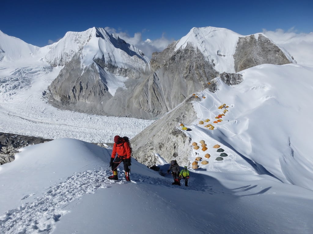 Departing Camp 1 on Cho Oyu