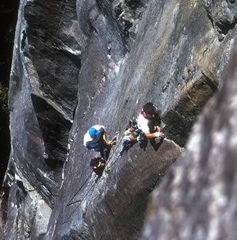 Climbing a steep line at Index