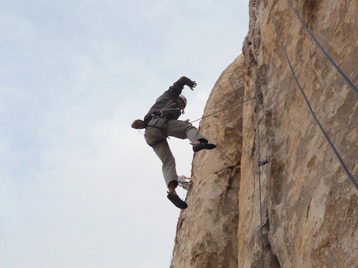 A student practicing lead falls.  Ian McEleney