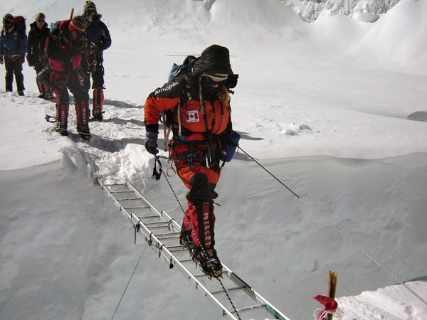 Ladder Crossing on Khumbu Icefall