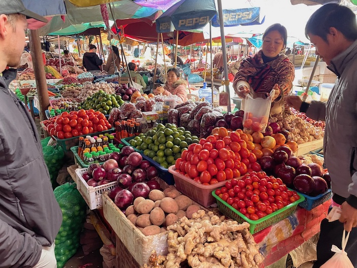 Colorful Market in Laos