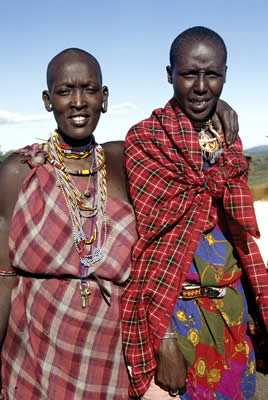 Maasai woman and son