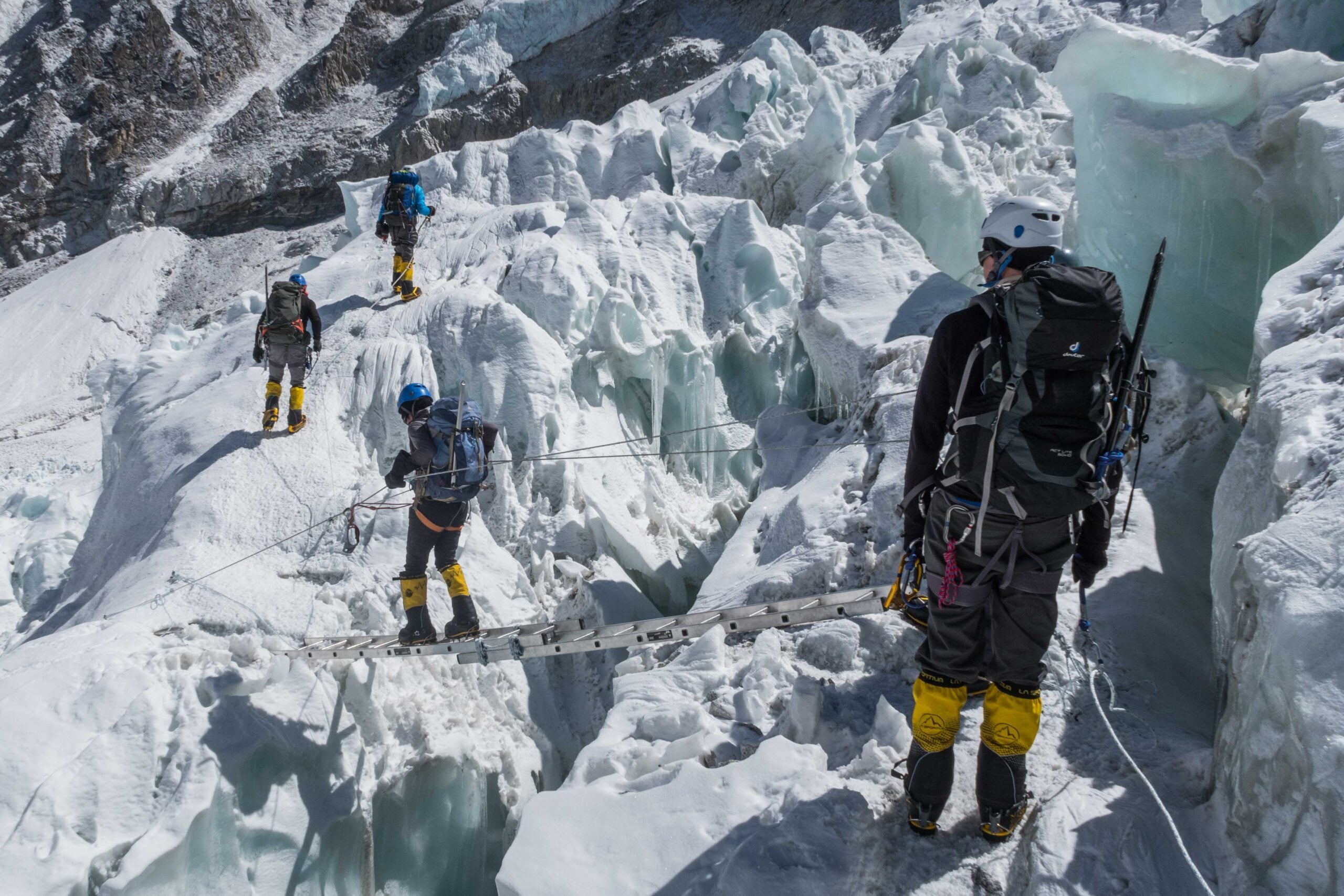 Icefall ladder crossing