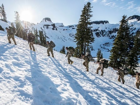 Military personnel training near Table Mountain