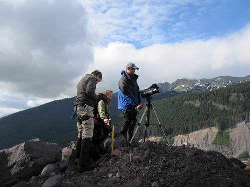 Shooting footage on Mount Baker
