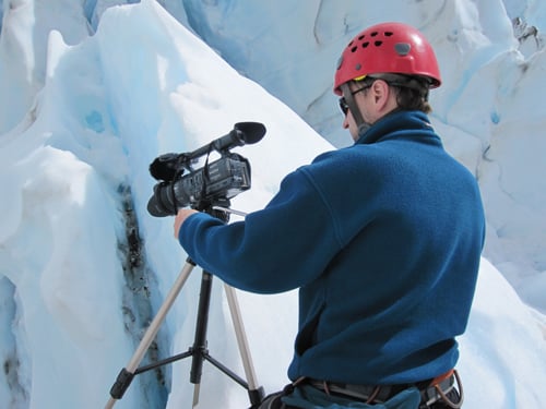 Filming a scene for "The Mountain Runners"