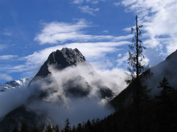 Yak Heart Peak in morning clouds
