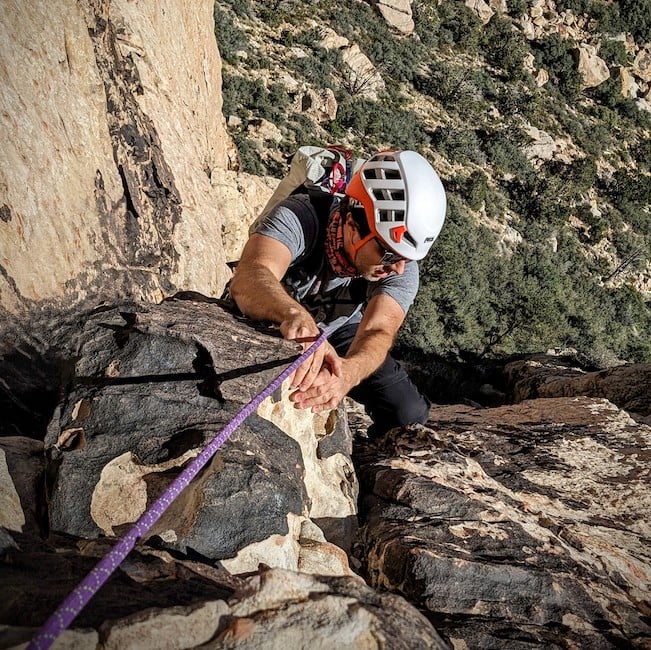 An AAI climber on Honeycomb Chimney in Red Rock