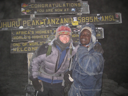 Here I am with Godfrey at the summit of Africa.