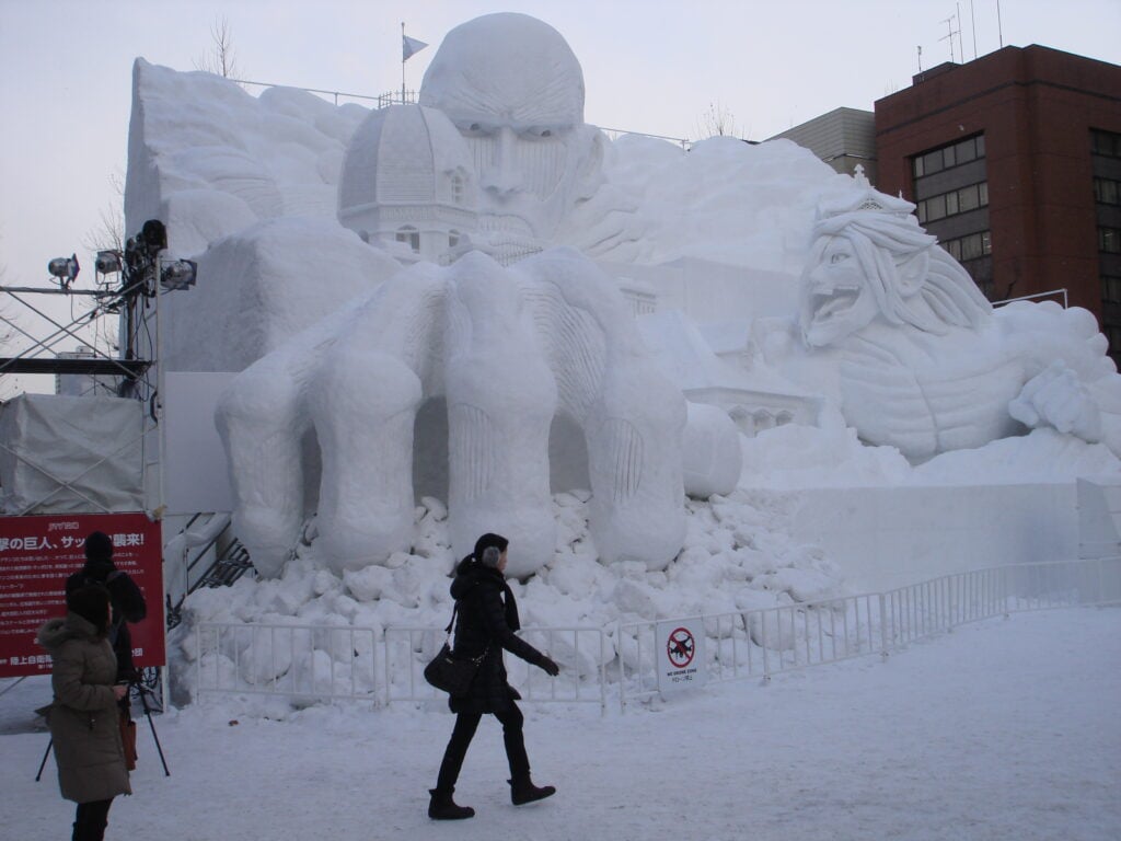 Snow Sculpture at a winter festival in Japan.