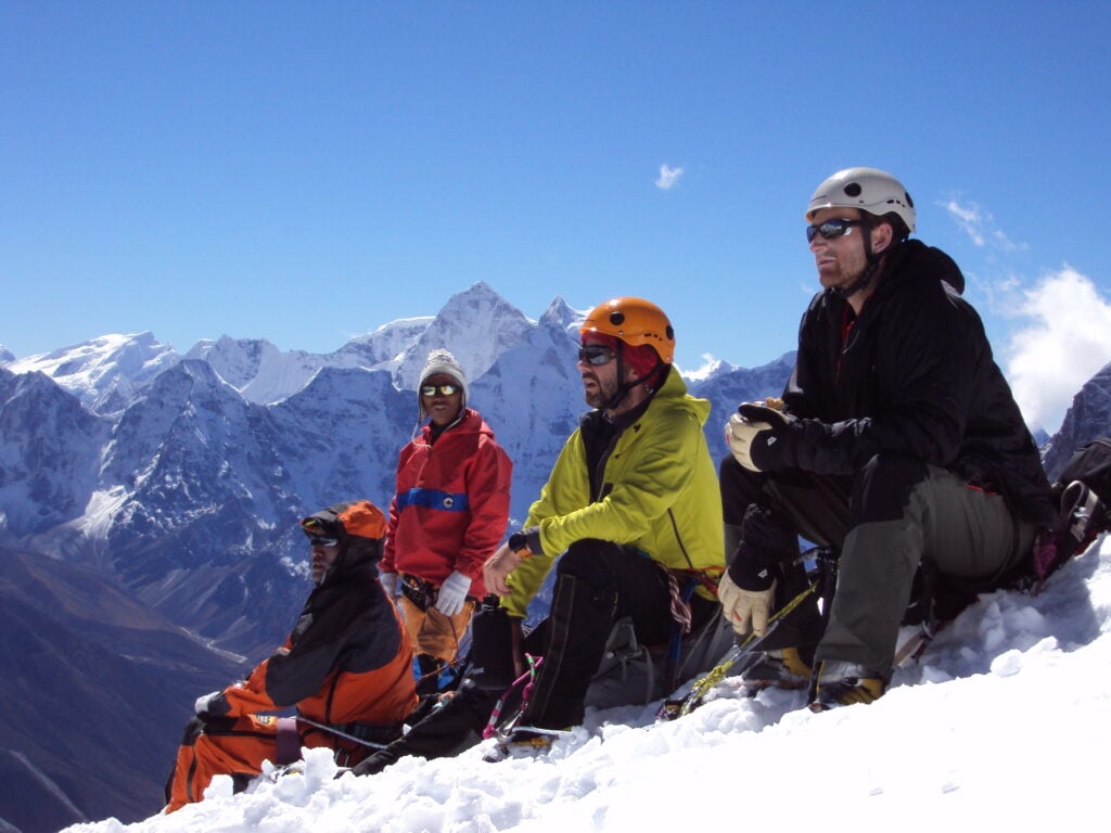 Climbing steeper ground on Lobuche East