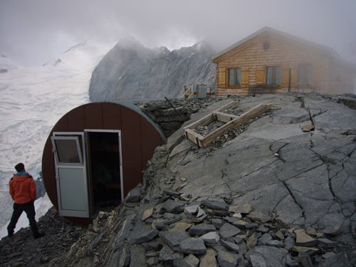 Mittellegi Hut on the shoulder of the Eiger