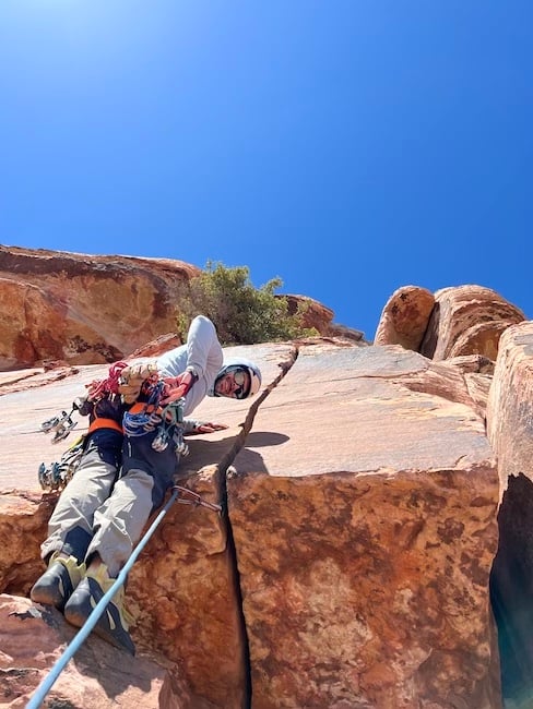 Practicing leading on gear in Red Rock