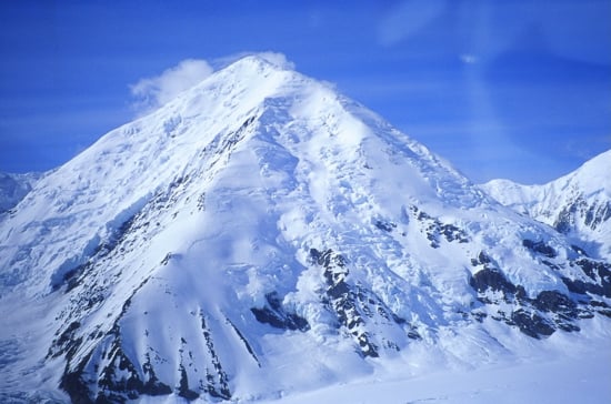 Denali Base Camp 3 Mount Crosson as seen from the approach to Base Camp. Mount Crosson is typically climbed as part of the Sultana Ridge Route on Mount Foraker.