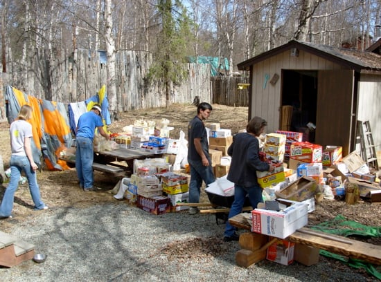 Guides packing the expedition food at AAI's base in Talkeetna.