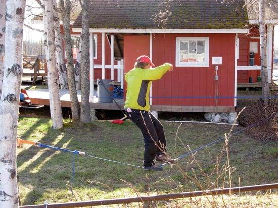 AAI guide Erik Johnson kills time waiting for a flight out of Talkeetna.