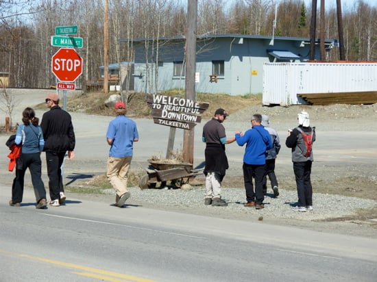 The sign says it all. An AAI group takes their first scenic tour of Talkeetna on the way to the Ranger Station.