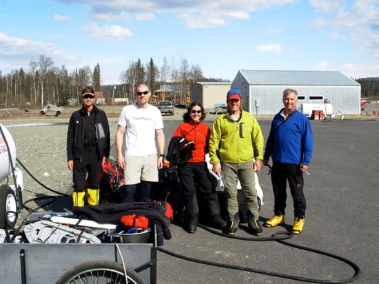Packed and ready for the flight. A Denali group about to board the plane and get underway.