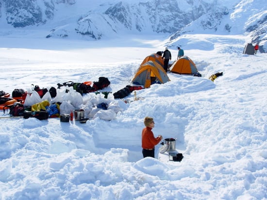 Denali Base Camp 17 An AAI group at Base Camp after having arrived on the glacier that day.