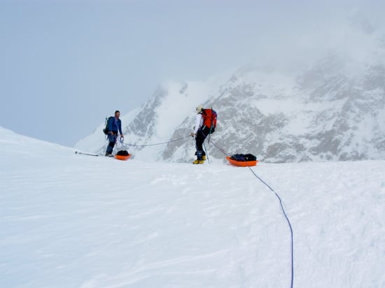 Climbers prepare to take a break at the top of Motorcycle Hill.