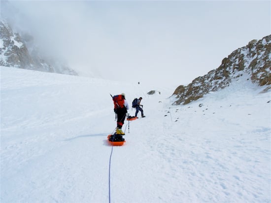 An AAI rope team halfway up Squirrel Hill.
