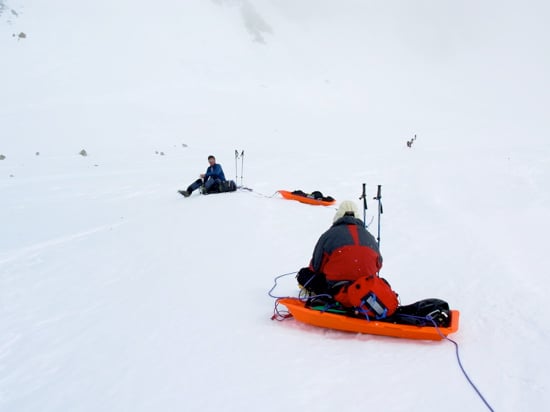Climbers resting at the top of Squirrel Hill.