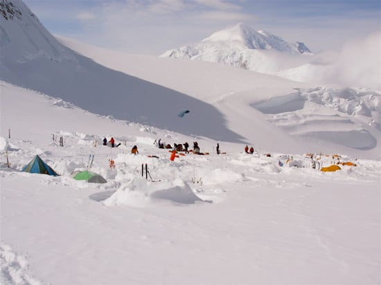 Looking back through Camp 2 from the base of Motorcycle Hill.