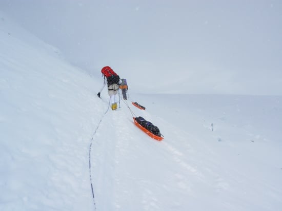 Nearing the crux of the traverse around Windy Corner.