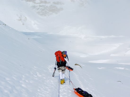 Nearing the end of the traverse around the corner.