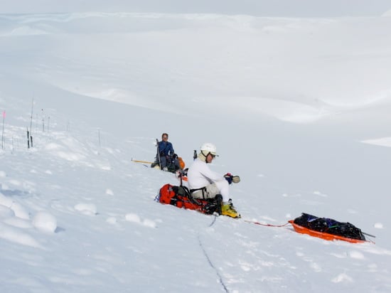 Taking a much needed break after the exciting traverse around Windy Corner.