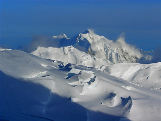 Mount Hunter seen from 14,000 feet on the West Buttress.