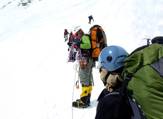 The Fixed Lines and the Ridge to High Camp 8 AAI Guide Erik Johnson leads out to the lines.