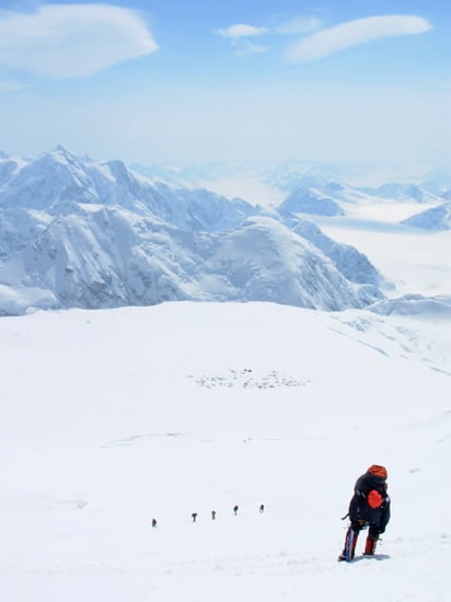 Looking down on Camp at 14k from the approach to the fixed lines.