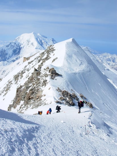 The Fixed Lines and the Ridge to High Camp 24 Looking across the top of the fixed lines and the crest of the Direct West Buttress.