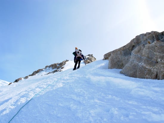 The Fixed Lines and the Ridge to High Camp 25 An AAI rope team just above the top of the fixed lines and headed up the ridge.
