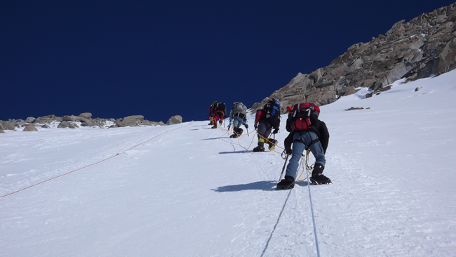 The Fixed Lines and the Ridge to High Camp 23 Nearing the top of the fixed lines.