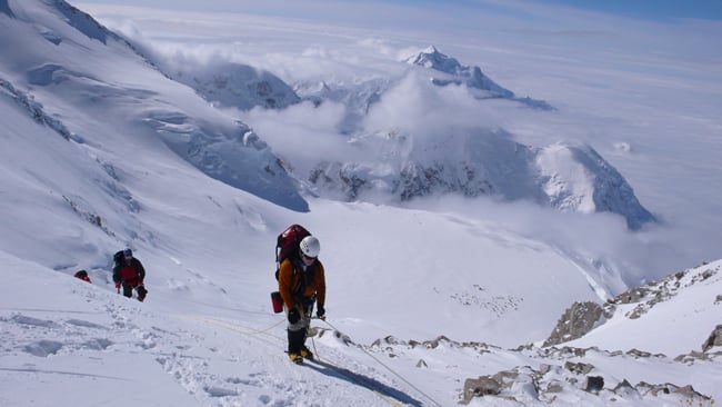 The Fixed Lines and the Ridge to High Camp 22 At the top of the fixed lines at 16,200 feet.
