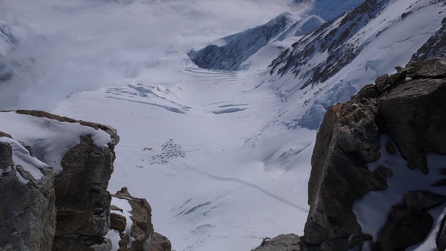 Looking down on the Camp 3 from High Camp.