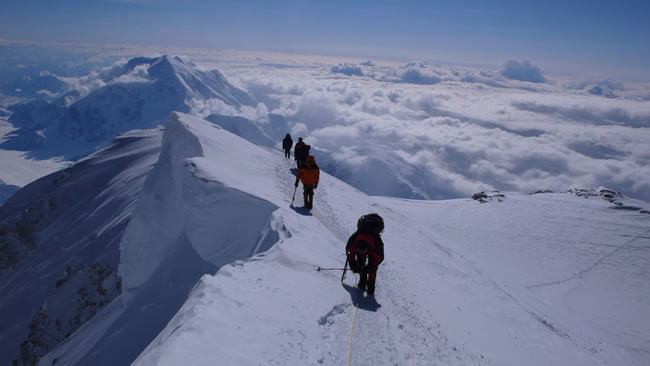 Just below the summit.