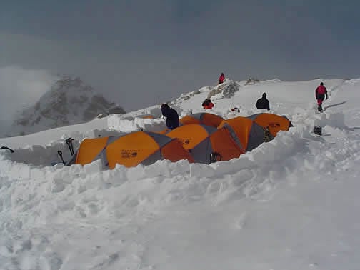 An AAI group in a fortified camp at 17,200 feet. Photo: Julia Niles