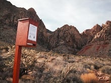Guided Rock Climbing in Red Rock - Las Vegas, Nevada 2 A WAG Bag Dispenser near the trailhead at Pine Creek Canyon. Scott Massey installed these in the winter of 2011-2012. Scott Massey