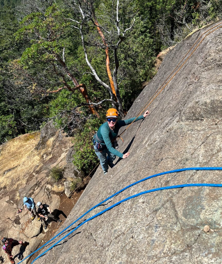 Learning the fundamentals of rock climbing at Mt. Erie during an American Alpine Institute rock climbing program