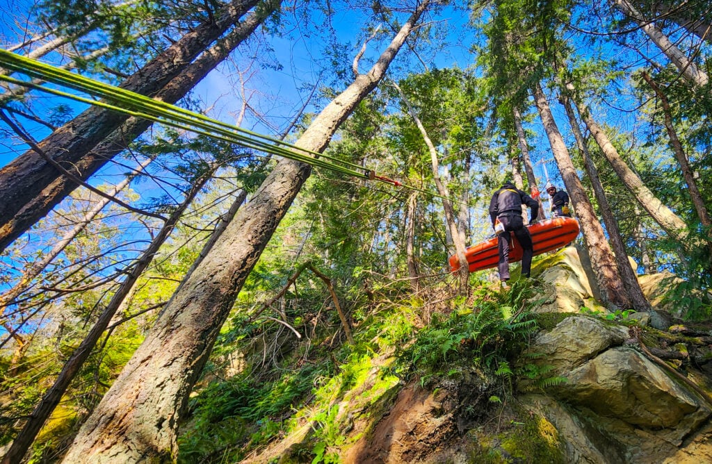 Natural anchors are often a part of rope rescue and their use is taught on the American Alpine Institute rope rescue programs